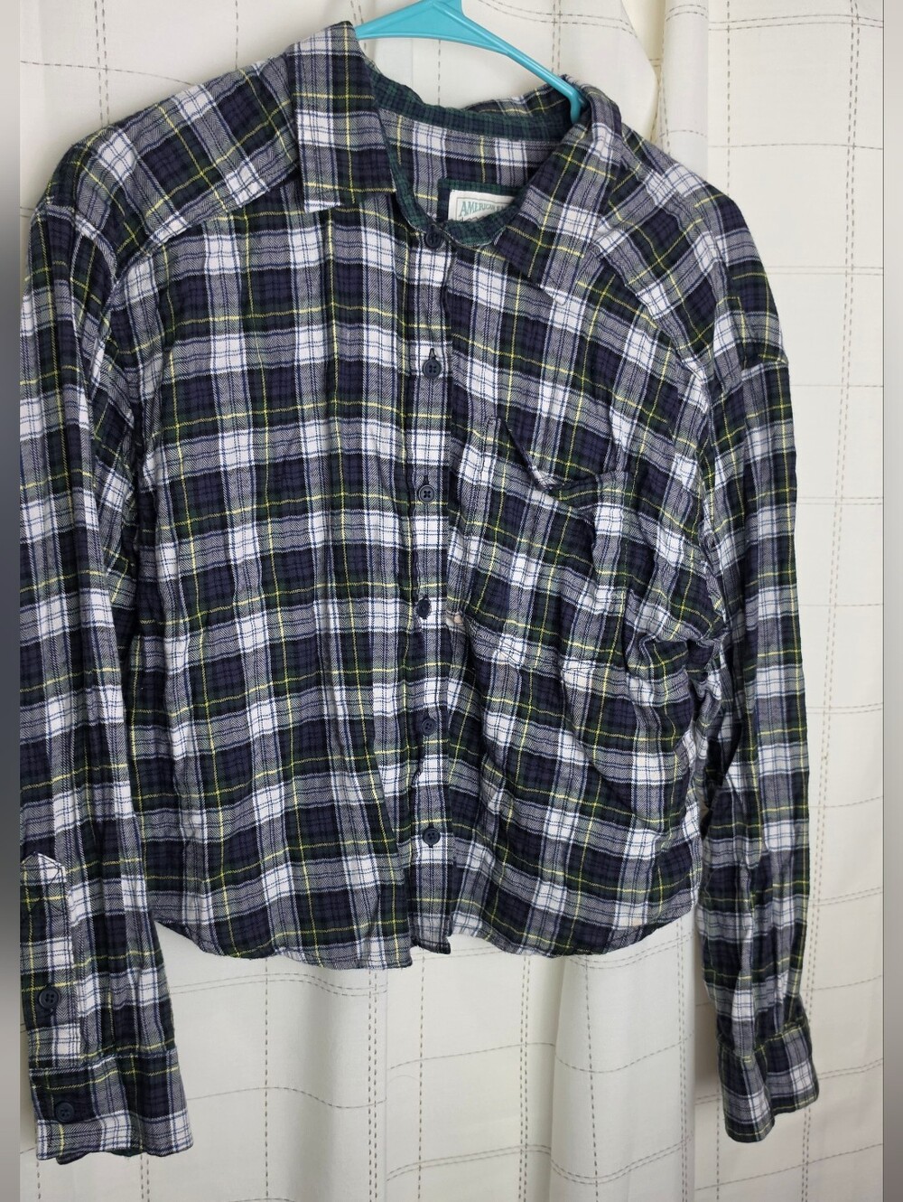 American Eagle Boxy Plaid Top